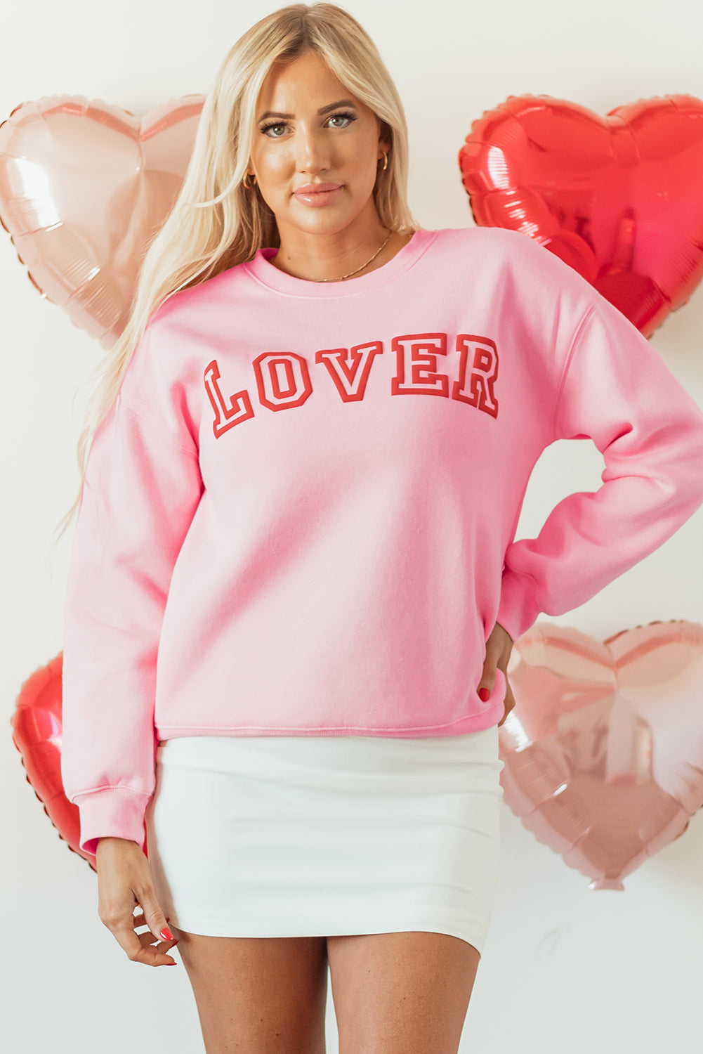 Raya LOVER Puff Print Drop Shoulder Valentines Sweater  DAME BOHEME