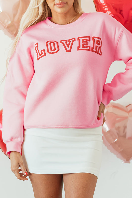 Raya LOVER Puff Print Drop Shoulder Valentines Sweater  DAME BOHEME