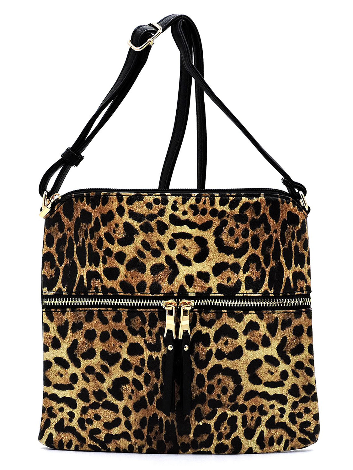 Leopard Zip Faux Vegan Leather Crossbody Bag Fashion World