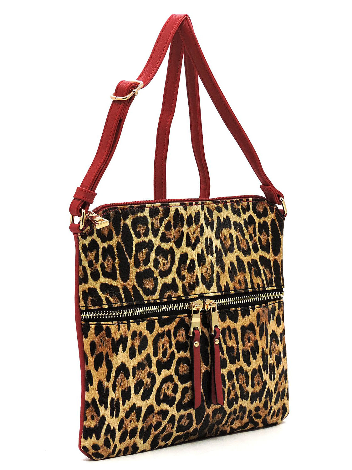 Leopard Zip Faux Vegan Leather Crossbody Bag Fashion World
