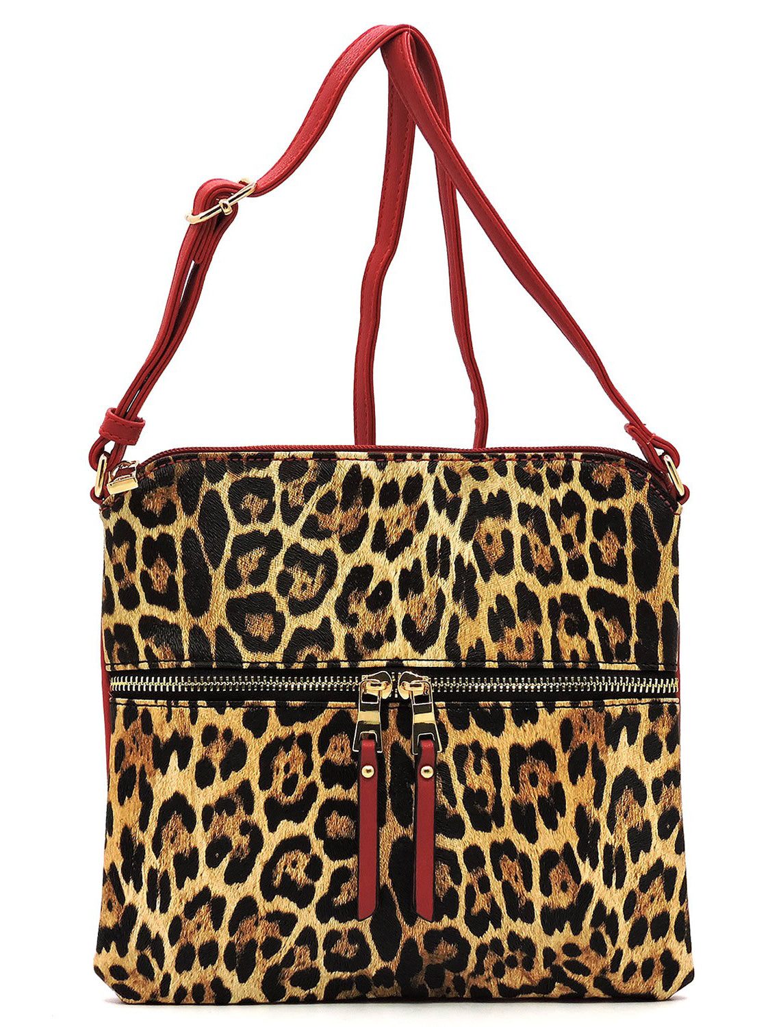 Leopard Zip Faux Vegan Leather Crossbody Bag Fashion World