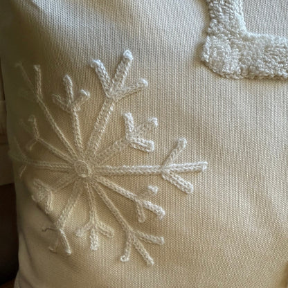 Let it Snow Embroidered Pillow Cover  DAME BOHEME