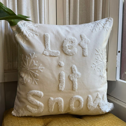 Let it Snow Embroidered Pillow Cover  DAME BOHEME