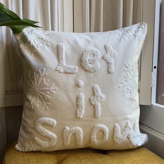 Let it Snow Embroidered Pillow Cover  DAME BOHEME