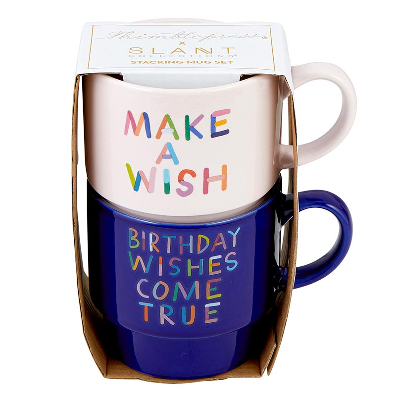Make A Wish Birthday Stackable Ceramic Coffee/Tea Mugs | Set of 2 | Gift for Her  DAME BOHEME