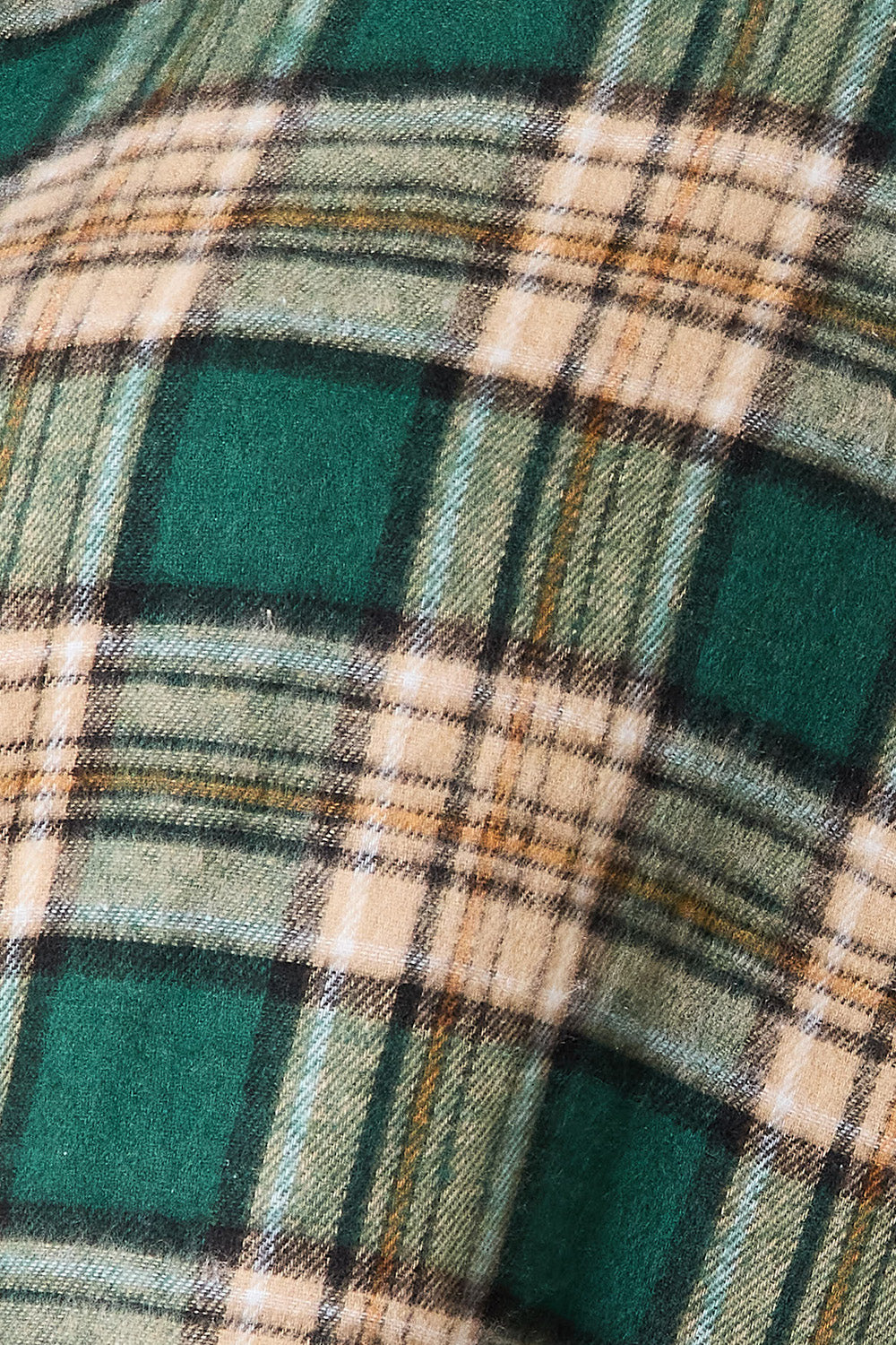 Mandy Green Plaid Collared Neck Long Sleeve Shirt Trendsi