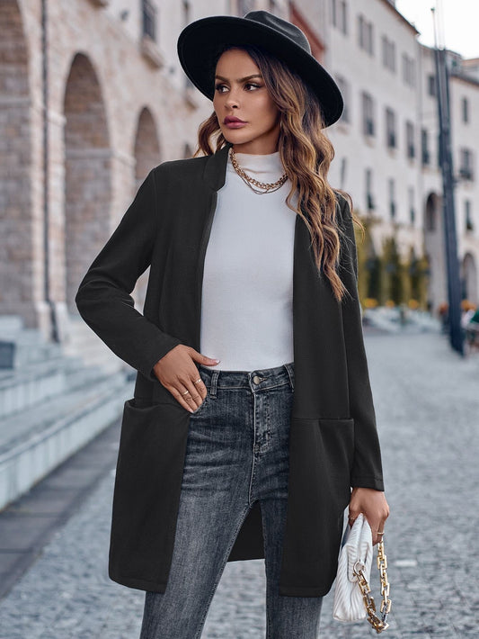 Long Open Front Straight Blazer Miss Sparkling