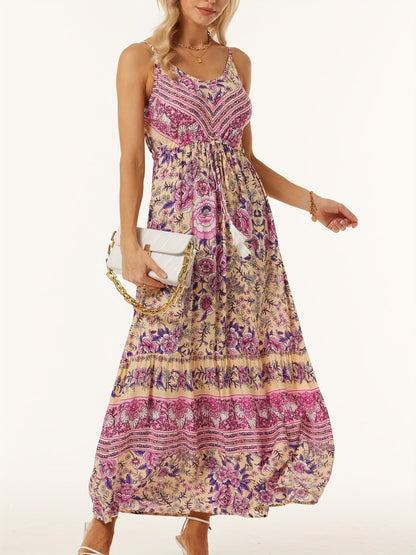 Floral Printed Scoop Neck Midi Cami Dress Trendsi