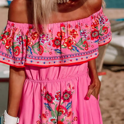 Floral Off Shoulder Ruffle Maxi Dress Trendsi