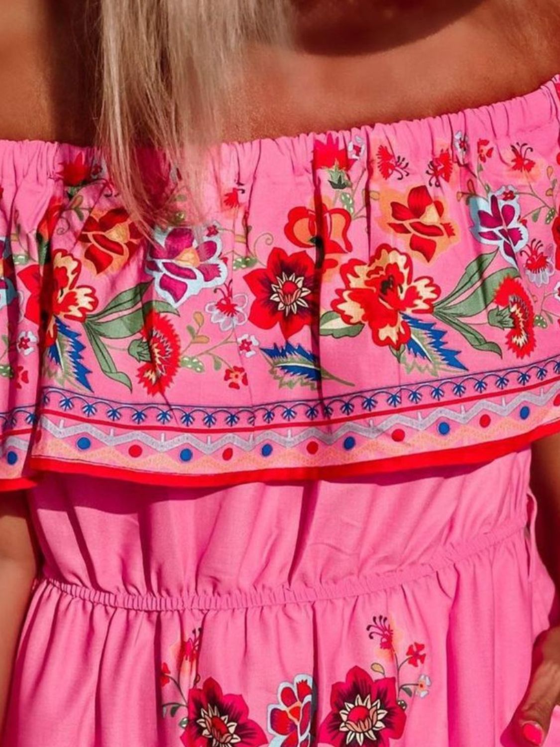 Floral Off Shoulder Ruffle Maxi Dress Trendsi