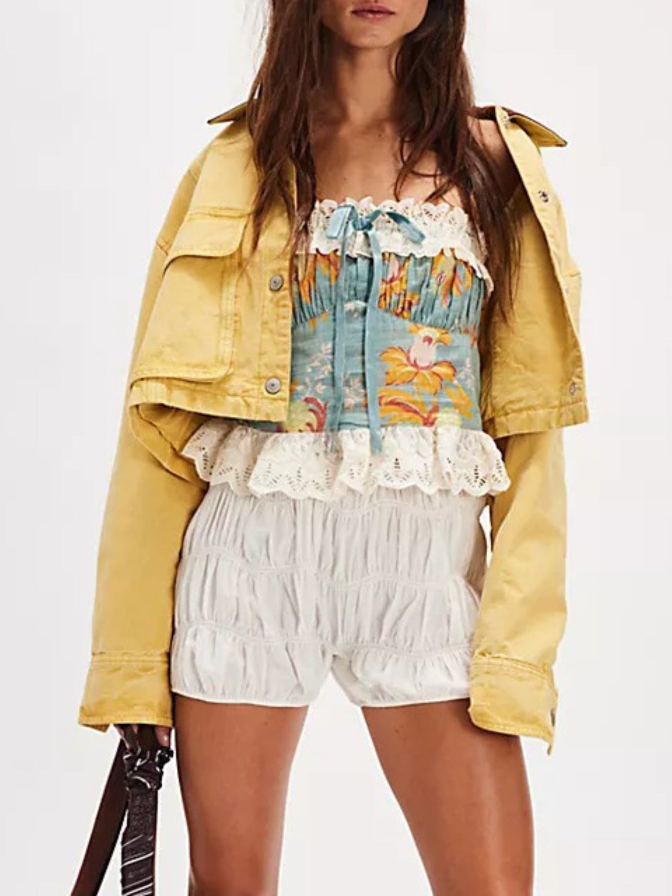Floral Print Lace Trim Tube Top Trendsi