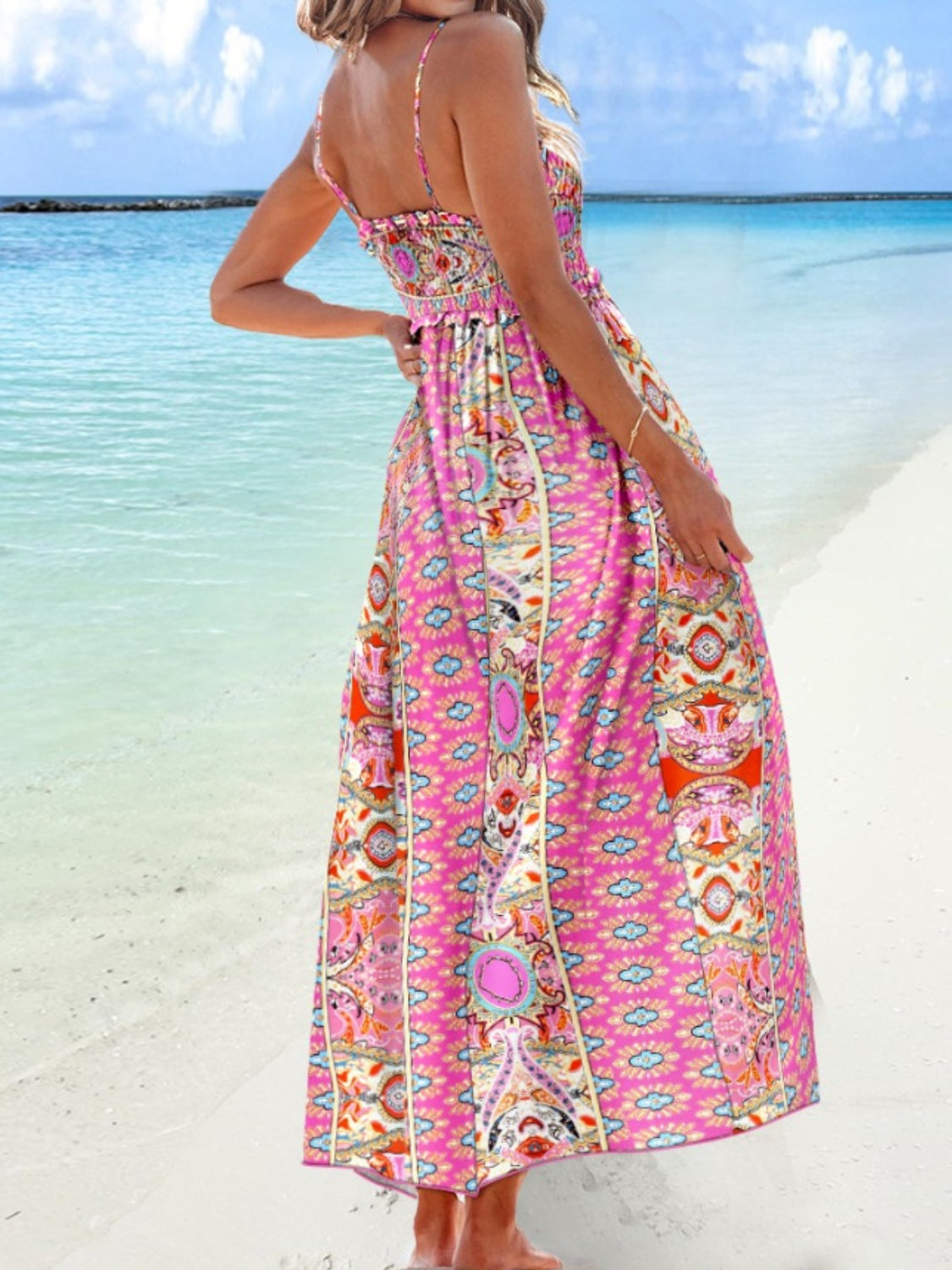 Printed Smocked Maxi Cami Dress Trendsi