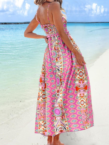 Printed Smocked Maxi Cami Dress Trendsi
