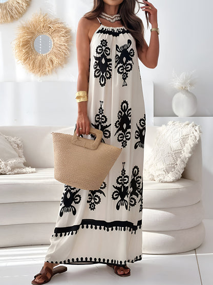 Bohemian Printed Spaghetti Strap Sleeveless Maxi Dress Trendsi