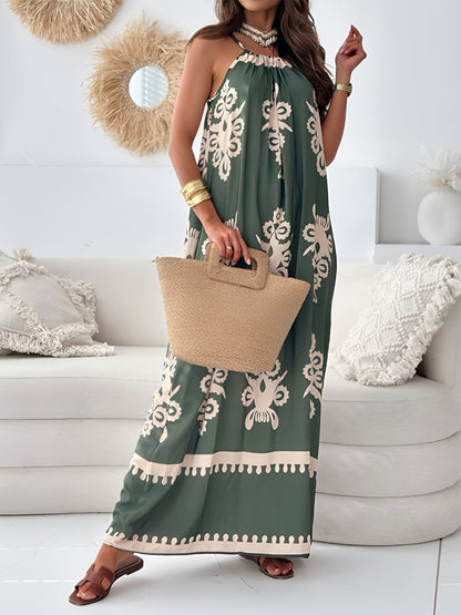 Bohemian Printed Spaghetti Strap Sleeveless Maxi Dress Trendsi