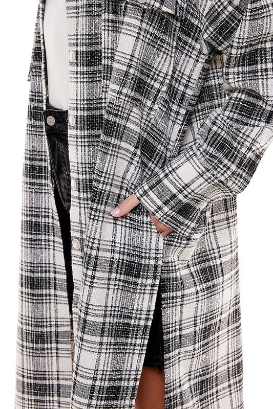 Oversized Long Plaid Shacket  DAME BOHEME