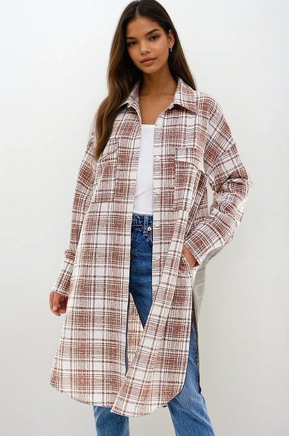Oversized Long Plaid Shacket  DAME BOHEME