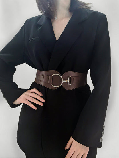 Modern PU Faux Leather Elastic Wide Belt Trendsi