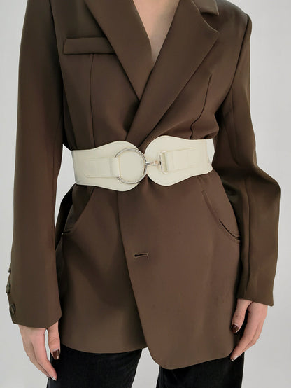 Modern PU Faux Leather Elastic Wide Belt Trendsi