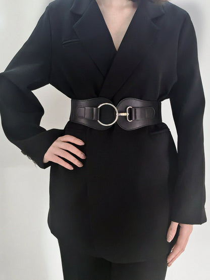Modern PU Faux Leather Elastic Wide Belt Trendsi