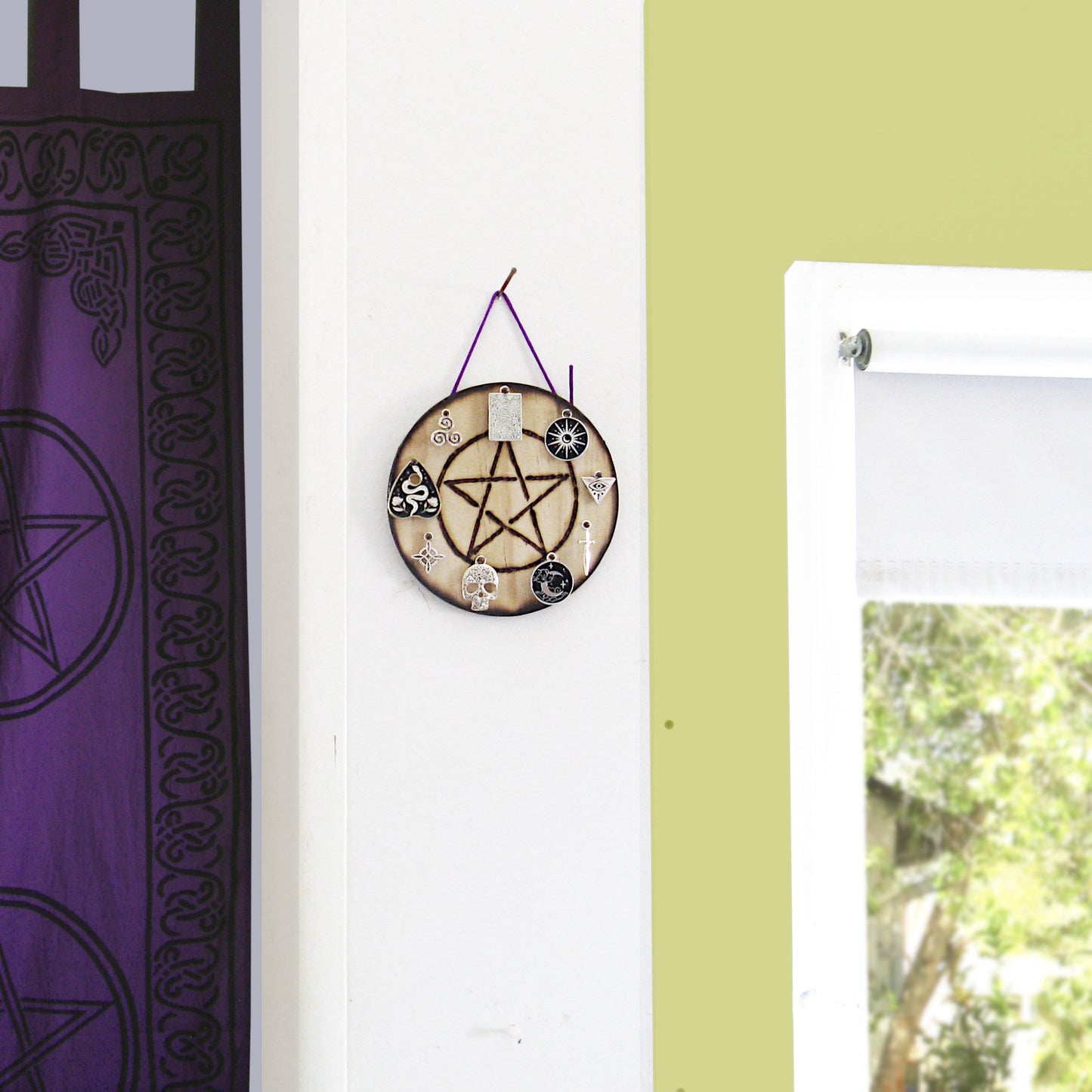 Pentagram Talisman / Amulet with 9 Charms - Handcrafted