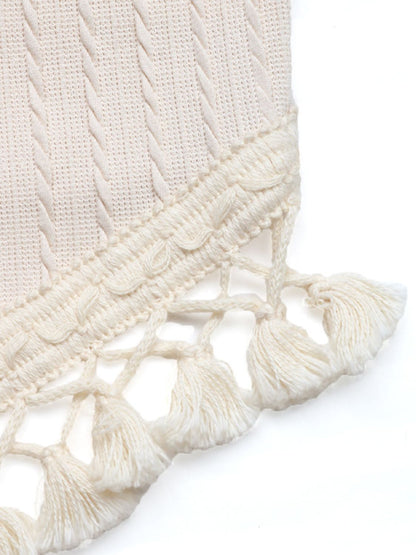 Tassel Trim Grecian Neck Cami Knit Top Trendsi