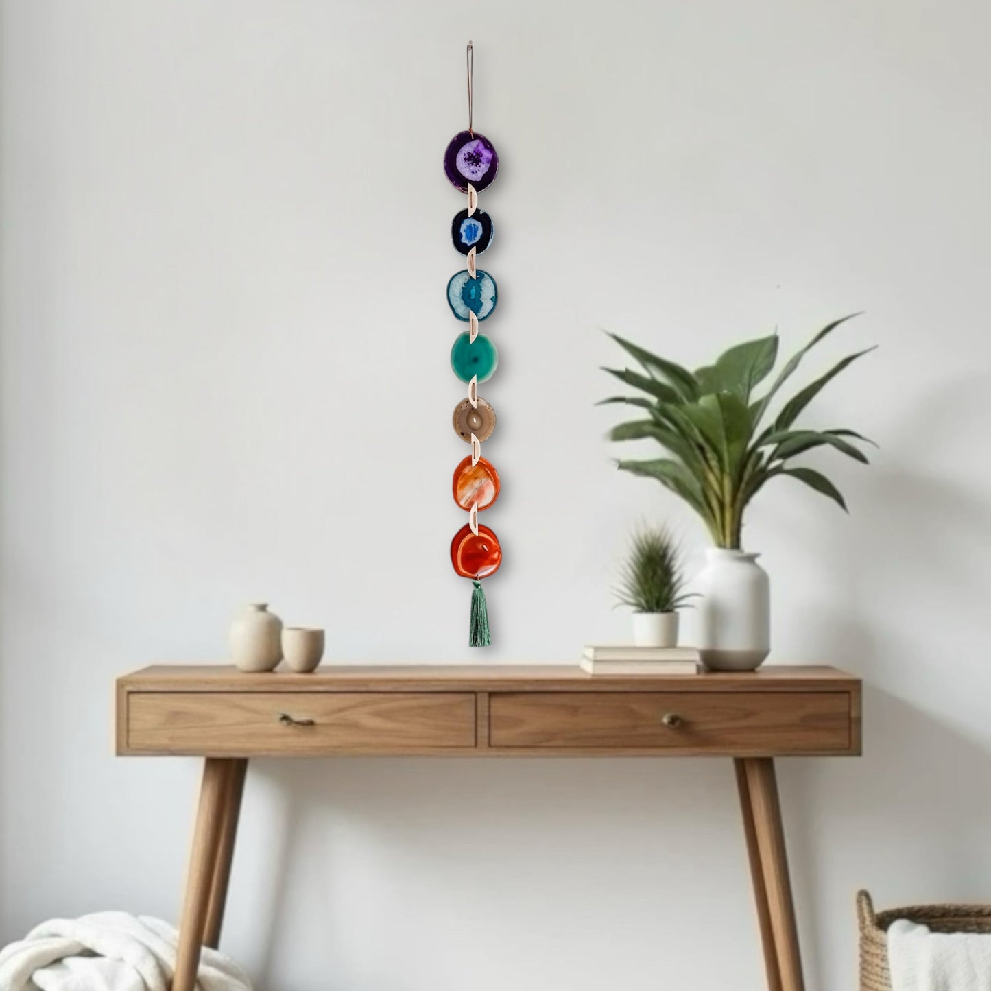 Chakra Harmony Agate Garland Wall Hanging  DAME BOHEME