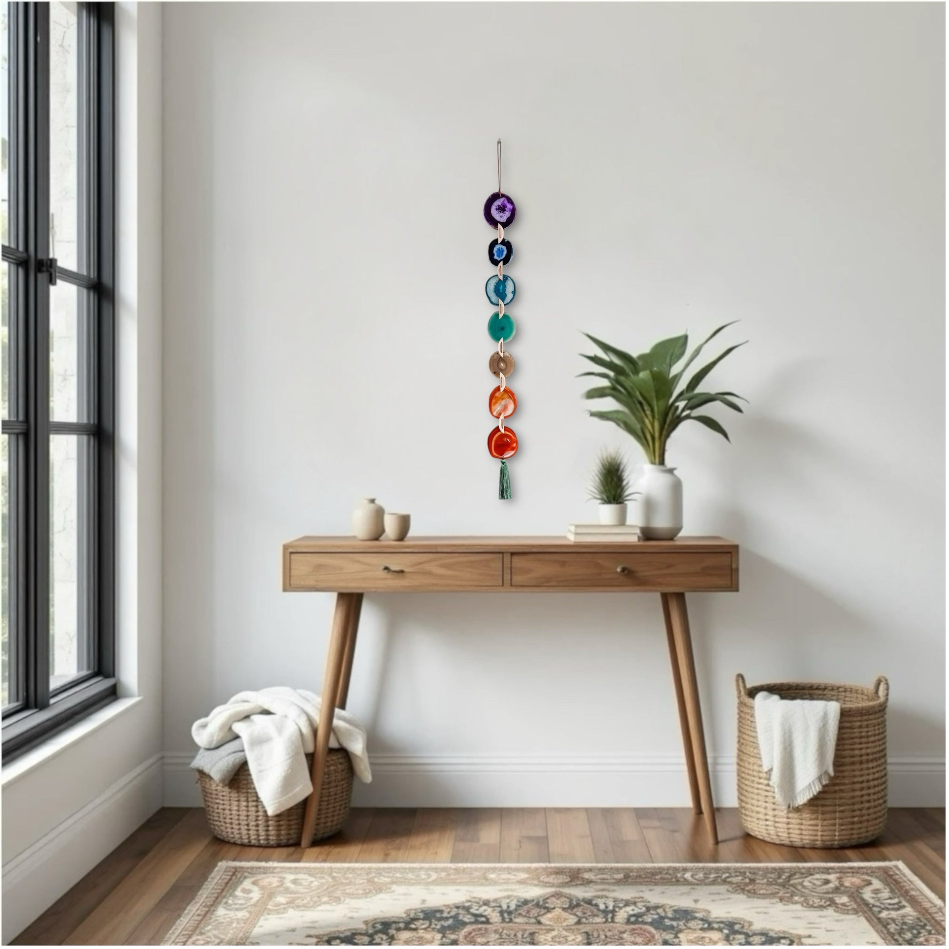 Chakra Harmony Agate Garland Wall Hanging  DAME BOHEME
