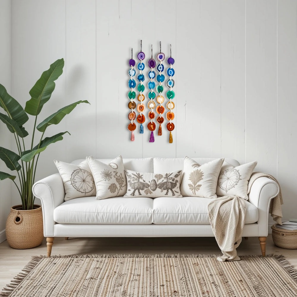 Chakra Harmony Agate Garland Wall Hanging  DAME BOHEME