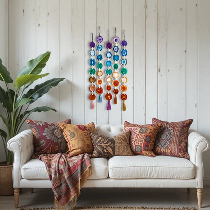 Chakra Harmony Agate Garland Wall Hanging  DAME BOHEME