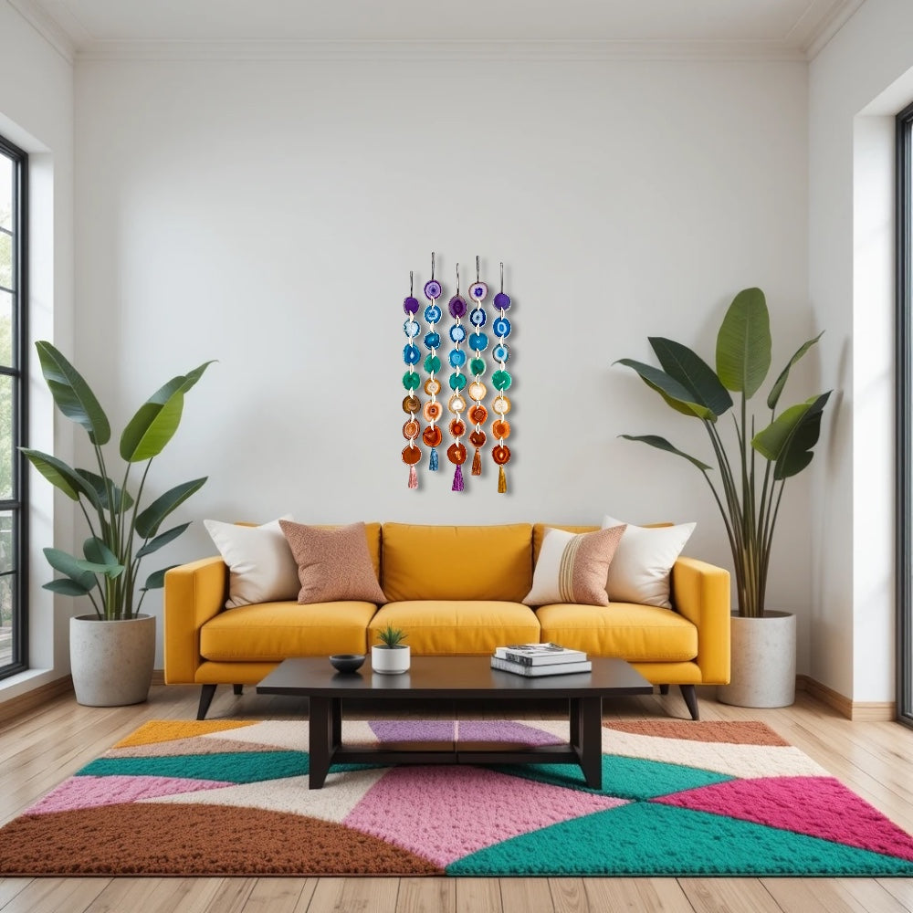 Chakra Harmony Agate Garland Wall Hanging  DAME BOHEME