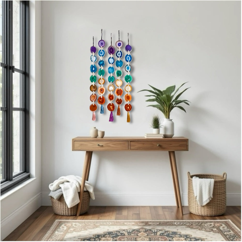 Chakra Harmony Agate Garland Wall Hanging  DAME BOHEME