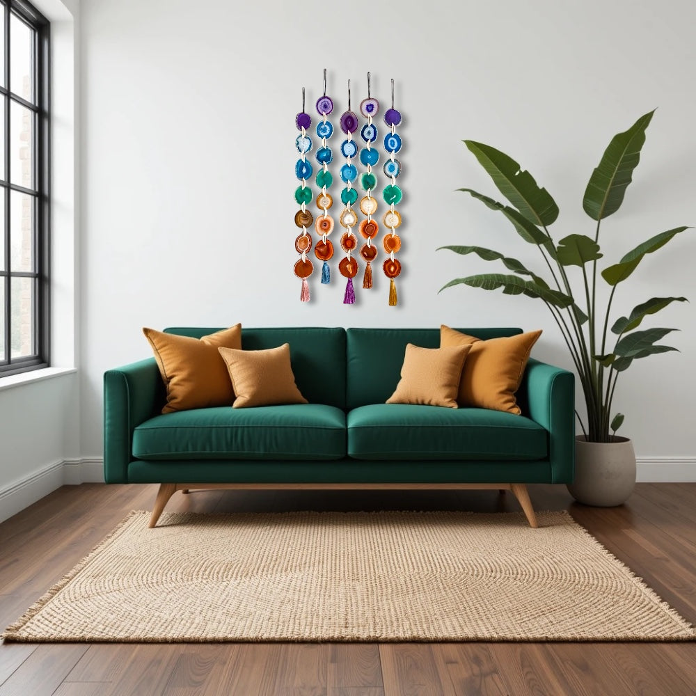 Chakra Harmony Agate Garland Wall Hanging  DAME BOHEME