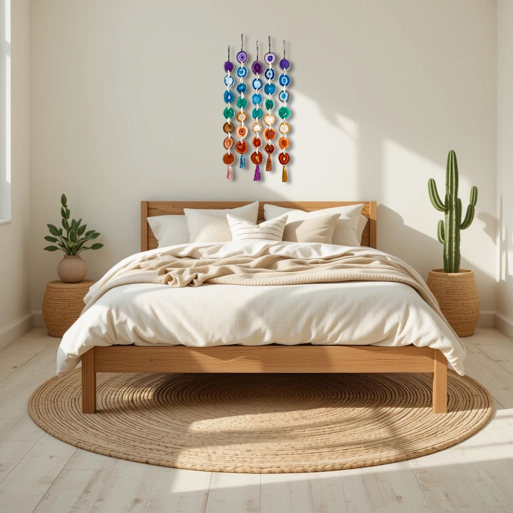 Chakra Harmony Agate Garland Wall Hanging  DAME BOHEME