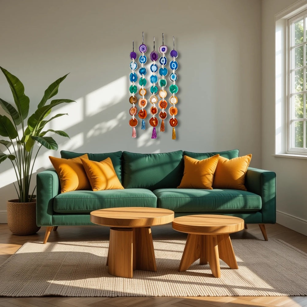 Chakra Harmony Agate Garland Wall Hanging  DAME BOHEME