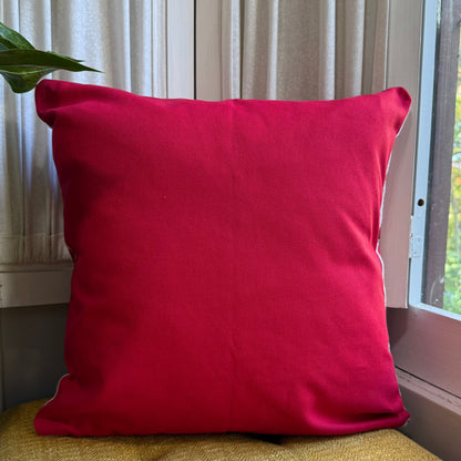 Red and White “Let it Snow” Embroidered Pillow Cover  DAME BOHEME