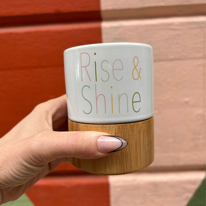Rise & Shine Ceramic Mug with Bamboo Base  DAME BOHEME
