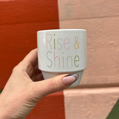 Rise & Shine Ceramic Mug with Bamboo Base  DAME BOHEME
