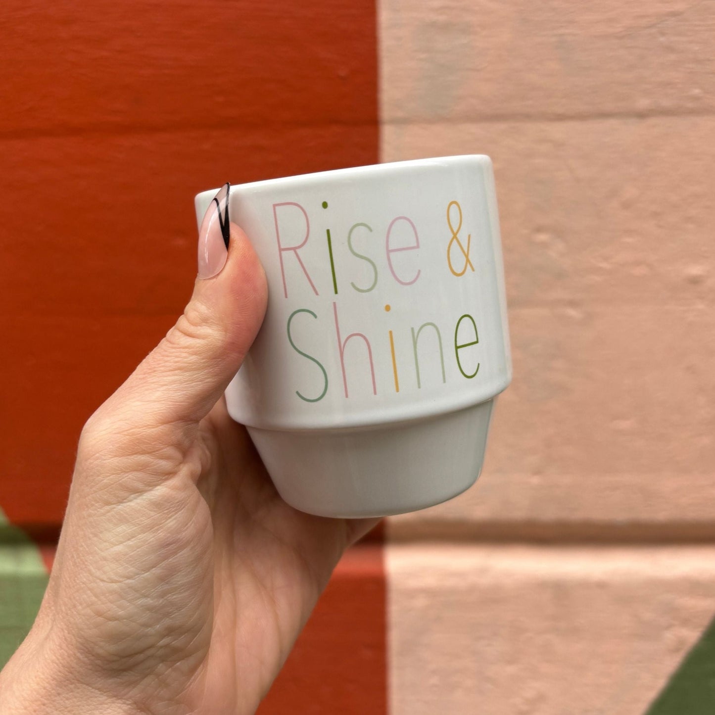 Rise & Shine Ceramic Mug with Bamboo Base  DAME BOHEME