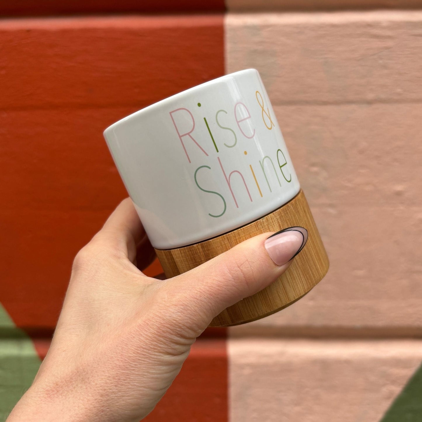 Rise & Shine Ceramic Mug with Bamboo Base  DAME BOHEME