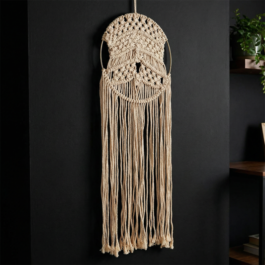 Round Hoop Macrame Bohemian Decor | Decorative Macrame Wall Hanging | 10" x 27.5"  DAME BOHEME
