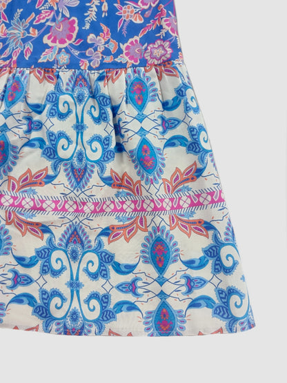 Smocked Off-Shoulder Printed Top and Skirt Set Trendsi