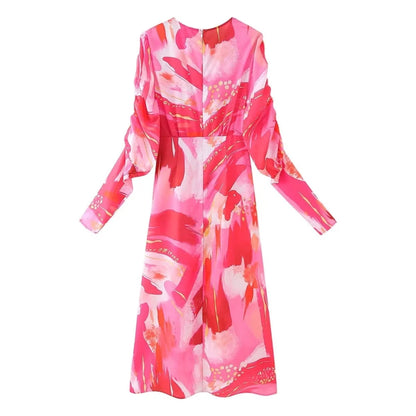 Ruched Front V-Neck Elegant Maxi Dress Plus Size Trendsi