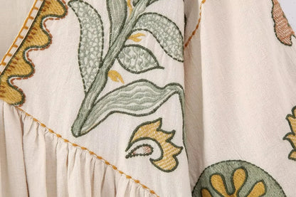 Printed V-Neck Kimono Sleeve Mini Dress Trendsi