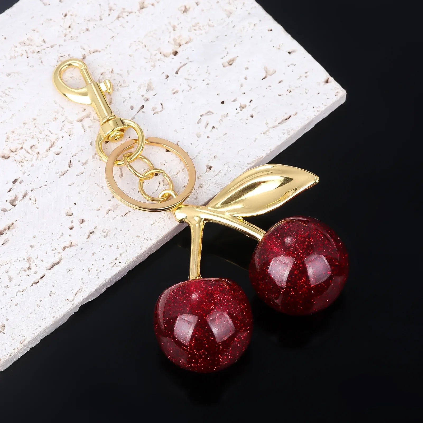 Crystal Cherry Bag Charm Pendant Keychain Handbag Accessories