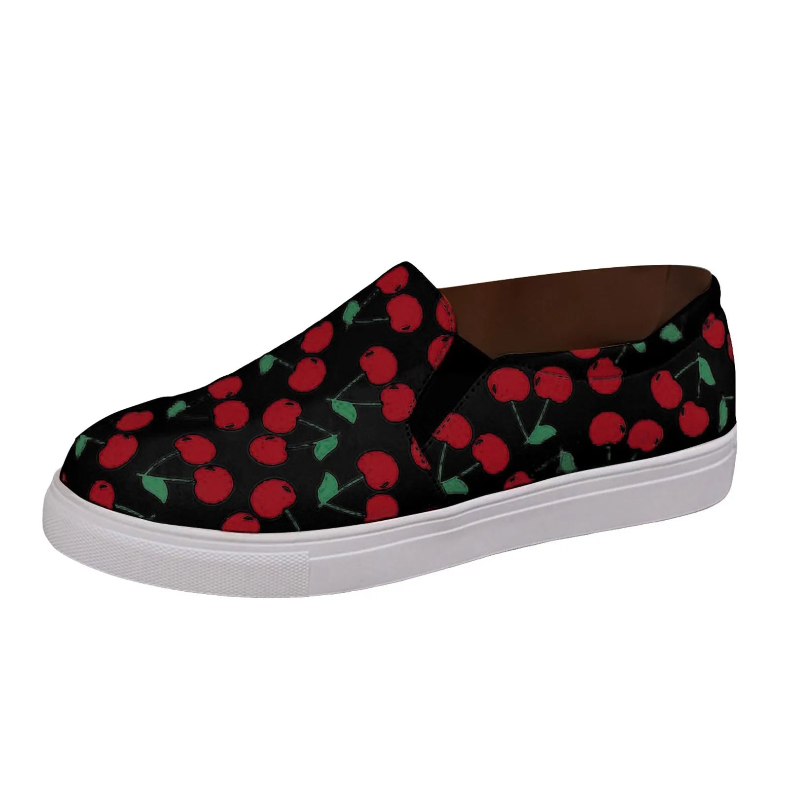 Cherry Print Women Casual Close Fitting Flat Shoes