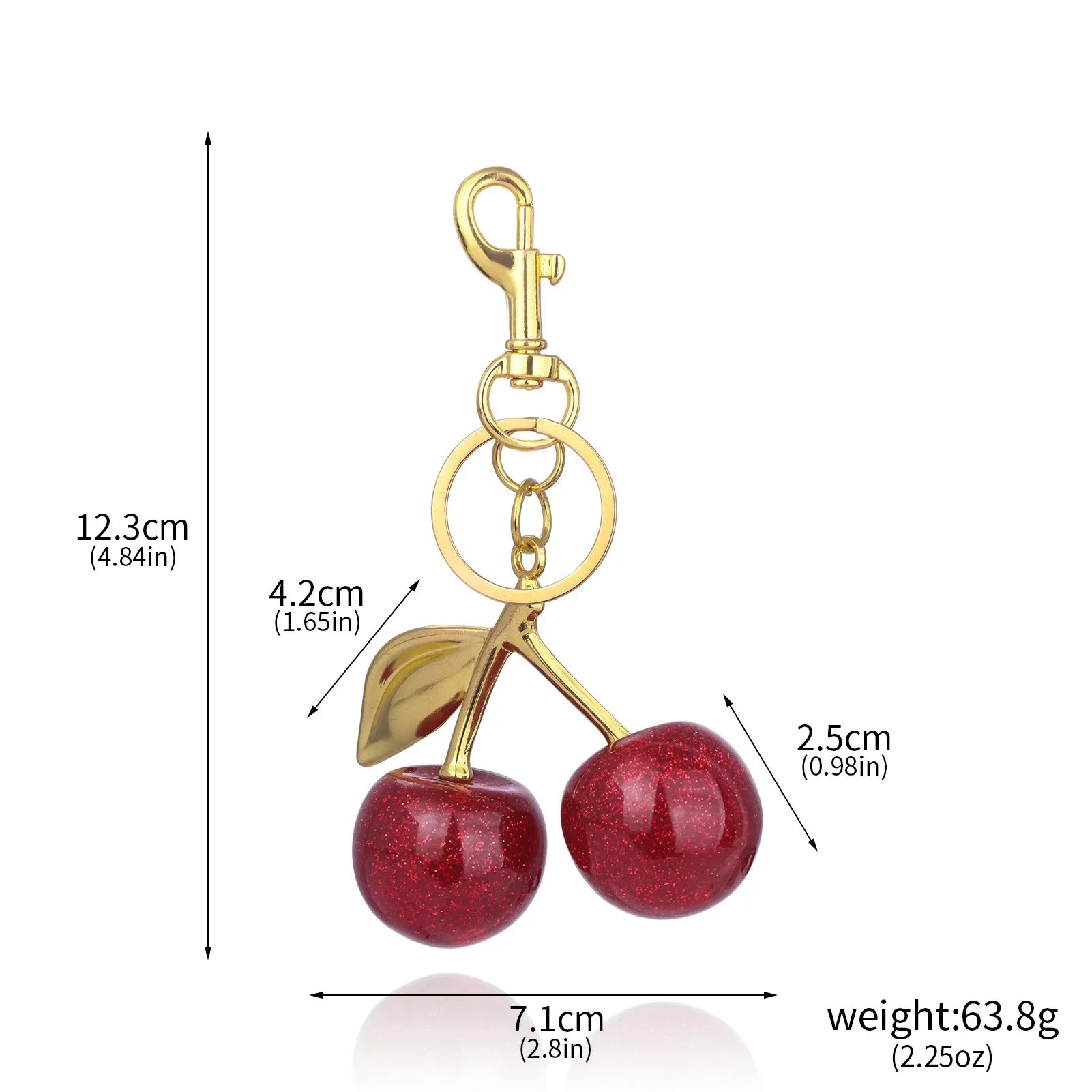 Crystal Cherry Bag Charm Pendant Keychain Handbag Accessories