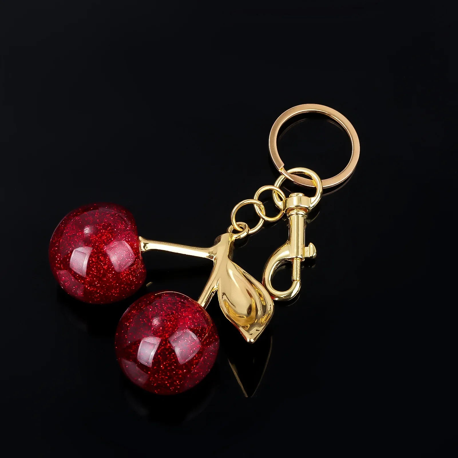 Crystal Cherry Bag Charm Pendant Keychain Handbag Accessories