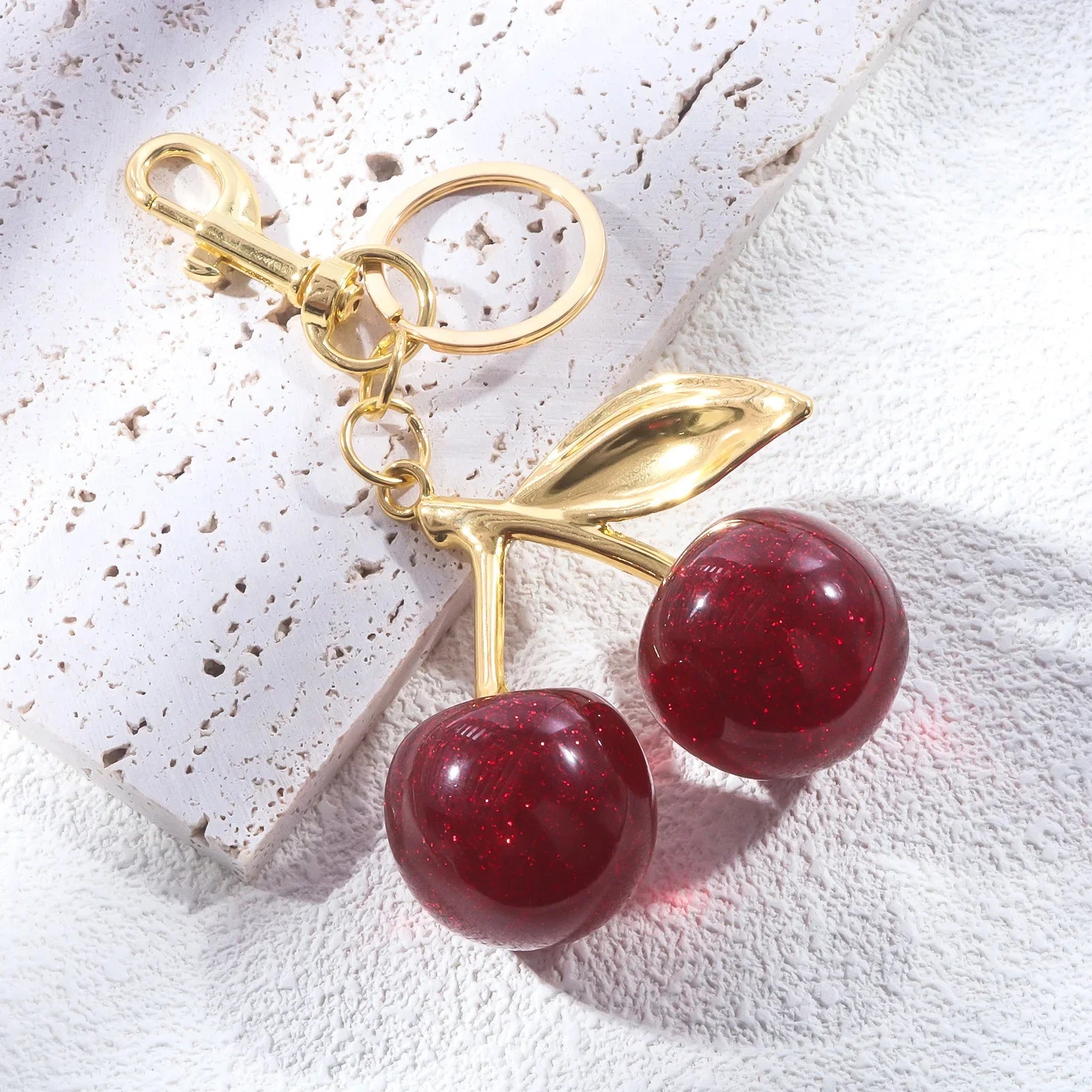 Crystal Cherry Bag Charm Pendant Keychain Handbag Accessories