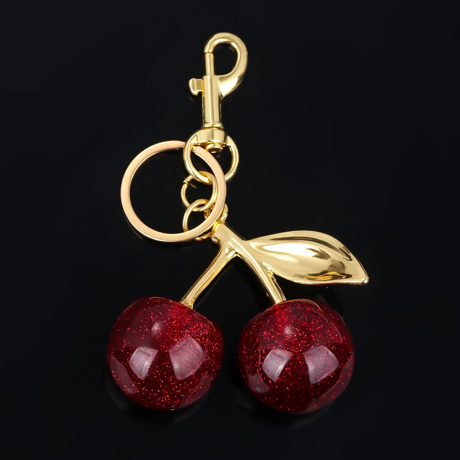 Crystal Cherry Bag Charm Pendant Keychain Handbag Accessories